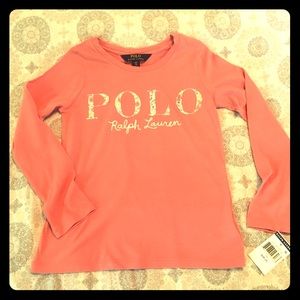 Girls Ralph Lauren Polo pink logo tee NWT sz 7
